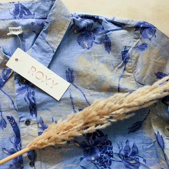 Roxy Tropical Shirt Dress, Chambray Coverup - Picture 3 of 5